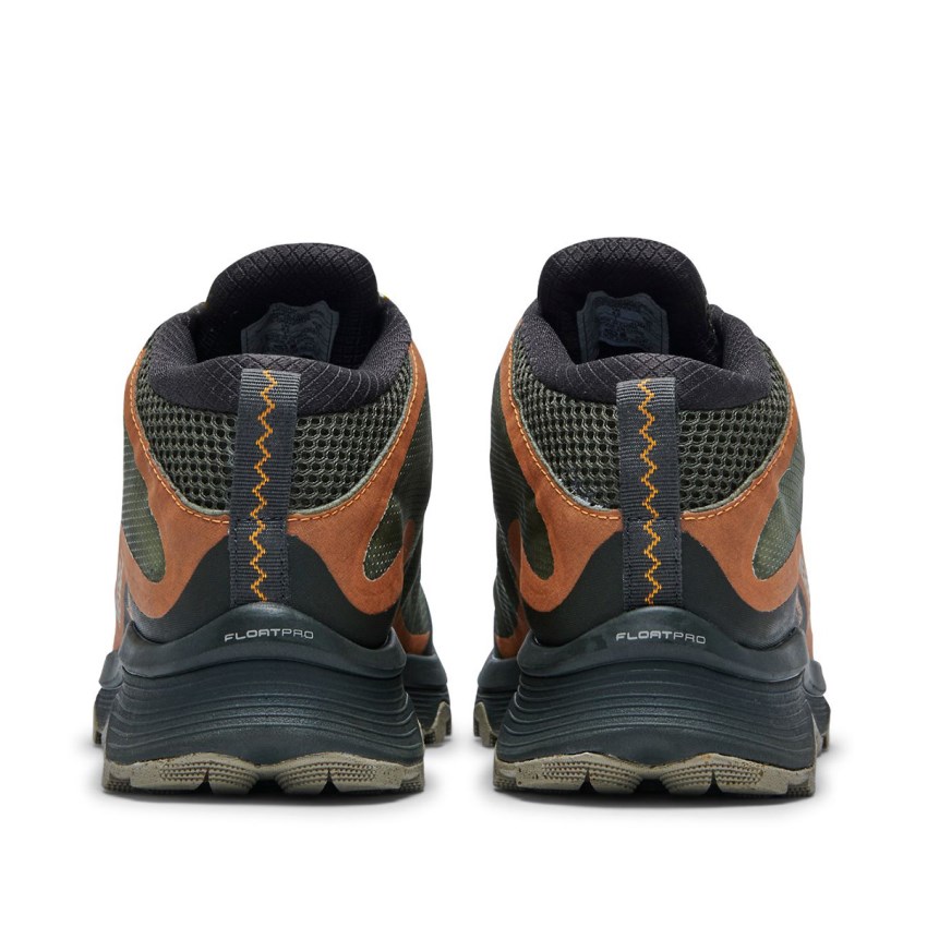 Chaussures Randonnée Merrell Moab Speed Mid GORE-TEX Vert Olive/Orange Homme | W.B.PJLS